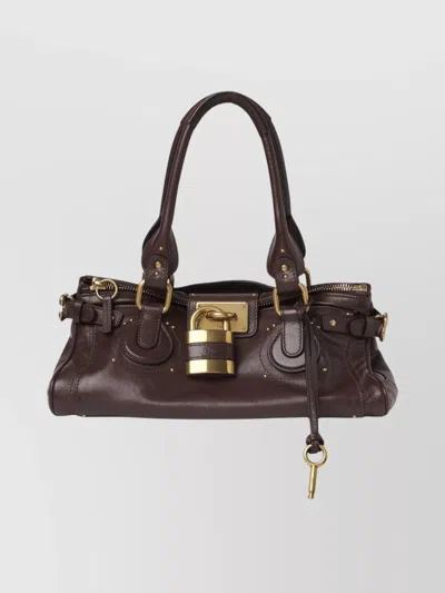 Chloé Luxe Shoulder Bag Padlock Detail In Brown