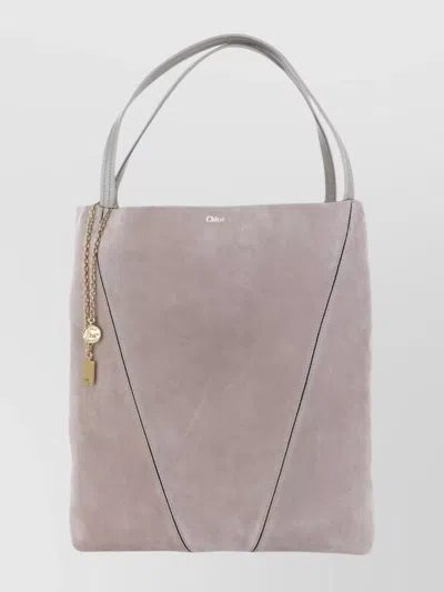 Chloé Luxe Suede Tote Chain Detail