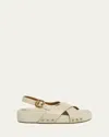 Chloé Mae Paddington Leather Crisscross Sandals In Neutral
