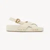 Chloé Mae Paddington Leather Crisscross Sandals In White