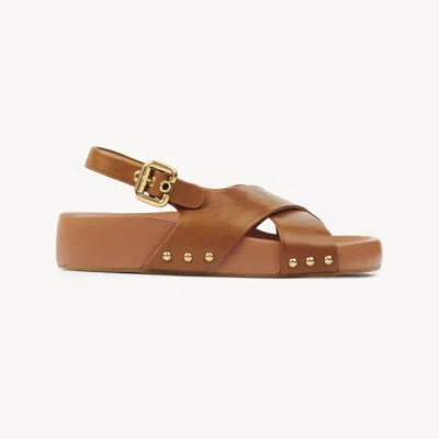 Chloé Mae Sandal Brown Size 8 100% Lambskin