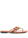Chloé Square Toed Flat Slippers In Braun
