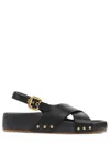 Chloé Round Toe Flat Sandals In Black