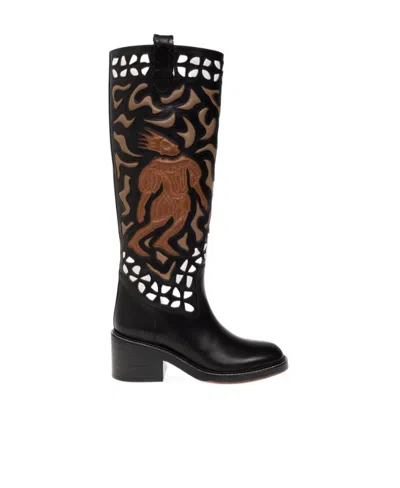 Chloé Mallo 60mm Leather Boots In Black