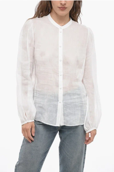 Chloé Mandarin Collar Organza Shirt In White