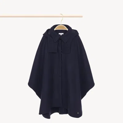 Chloé Manteau À Capuche Fille Bleu Taille 5 100% Laine In Blue
