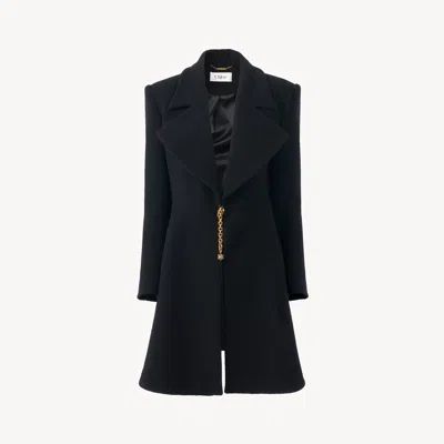 Chloé Manteau Cavalier En Laine Bouclette In Black