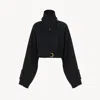 Chloé Manteau Court En Laine Double Face In Black
