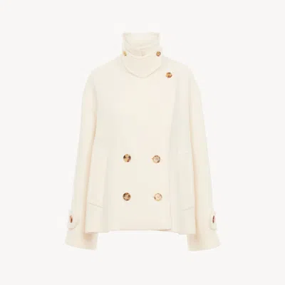 Chloé Oversized Short Coat In Wool In White