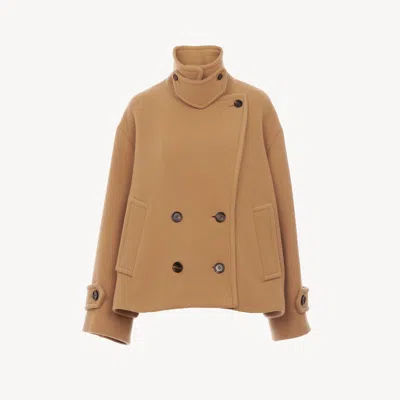 Chloé Manteau Court Oversize En Laine In Multi