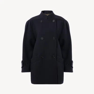 Chloé High-neck Double-breasted Coat In Wool