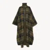 Chloé Oversized Leather-trimmed Checked Wool-blend Flannel Coat In Black