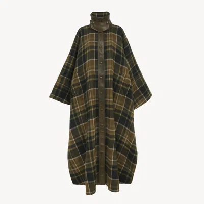 CHLOÉ HIGH-NECK LONG COAT IN DOUBLE-FACE WOOL BLACK SIZE 6 99% WOOL, 1% SILK