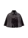 Chloé Glossy Cape Silhouette Jacket In Obscure Brown