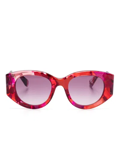 Chloé Marble-pattern Sunglasses In Red