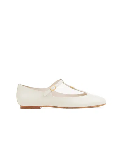 Chloé Marcie Patent Mary Jane Ballerina Flats In Eggshell