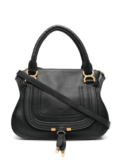 Chloé Marcie In Garnet Leather Bags In Black
