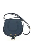 Chloé Marcie Mini Saddle Suede Crossbody Bag In Blue