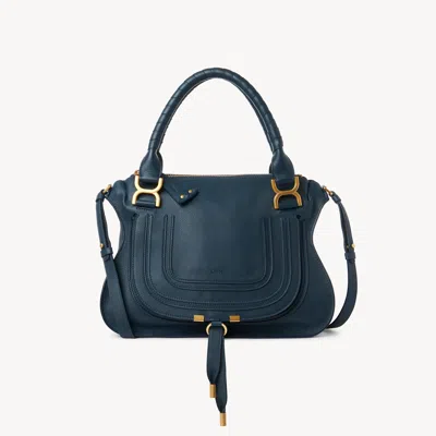 Chloé Marcie Bag In Grained Leather In Tapestry Blue
