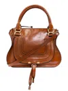 Chloé Marcie Small Double Carry Satchel Bag In Shiny Calfskin In Brown