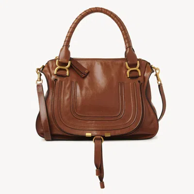 CHLOÉ MARCIE BAG IN SHINY LEATHER BROWN SIZE ONESIZE 100% CALF-SKIN LEATHER