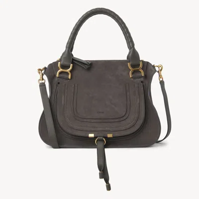 Chloé Marcie Bag In Suede Leather Grey Size Onesize 100% Calf-skin Leather In Gray