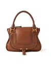 Chloé Small Marcie Leather Shoulder Bag In Marrón