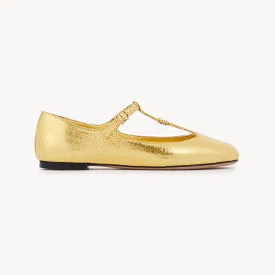 Chloé Chloe Marcie Metallic-leather Ballet Flats In Gold