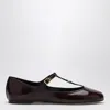 Chloé Marcie Embellished Crinkled Patent-leather Ballet Flats In Burgundy