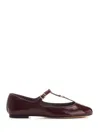 Chloé Marcie Embellished Crinkled Patent-leather Ballet Flats In Bordeaux