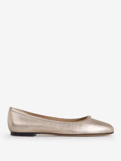 Chloé Marcie Metallic Leather Ballerina Flats In Frosted Almond