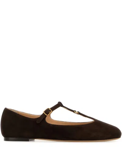 Chloé Marcie Embellished Suede Ballet Flats In Brown