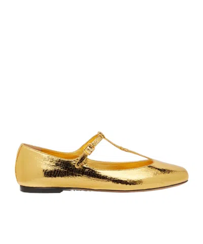 Chloé Chloe Marcie Metallic-leather Ballet Flats In Gold