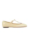 Chloé Marcie Embellished Metallic Cracked-leather Ballet Flats In Nude