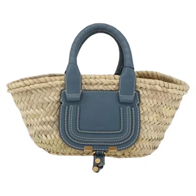 Pre-owned Chloé Chloe Marcie Basket Bag Raffia Beige Wicker Tote Bag Bag () In Sand