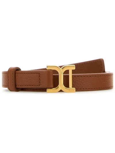 Chloé Marcie Belt Adjustable Textured Leather Strap In Brown