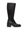 Chloé Leather High Boots With Embossed Stitches In Black