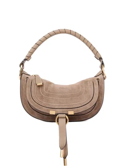 Chloé Marcie Boyish Brown Leather Shoulder Bag In Neutral