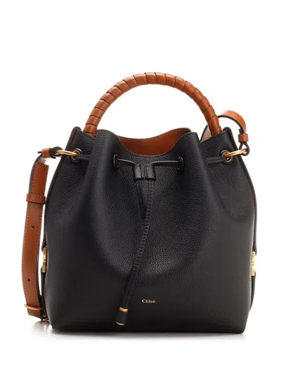 Chloé Marcie Leather Bucket Bag In Black