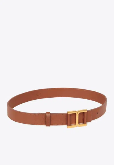 Chloé Marcie Buckle Leather Belt In Brown