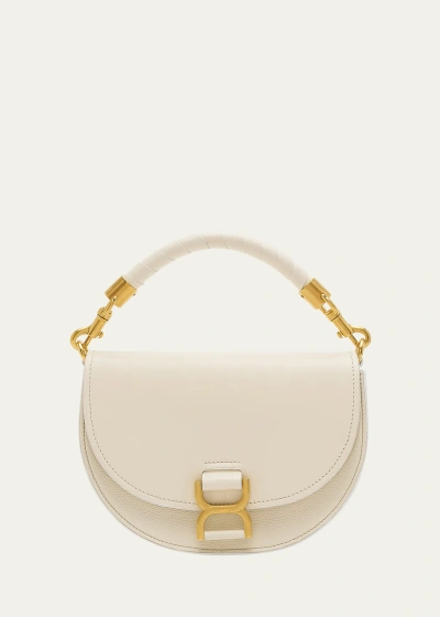 Chloé Marcie Flap Suede Chain Bag In Misty Ivory