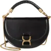 Chloé Marcie Flap Crossbody Bag In Shiny Calfskin In Black