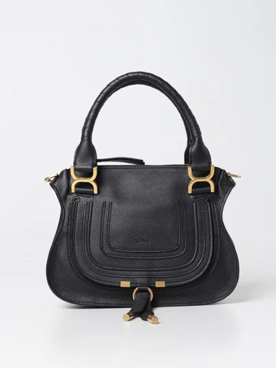Chloé Marcie  Bag In Grained Leather In Black