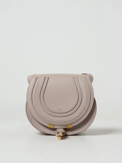 Chloé Marcie Small Leather Saddle Bag In Grey