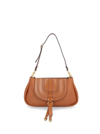 Chloé Marcie Clutch Bag In Leather Brown
