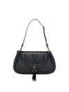 Chloé Marcie Tasseled Leather Shoulder Bag In Black