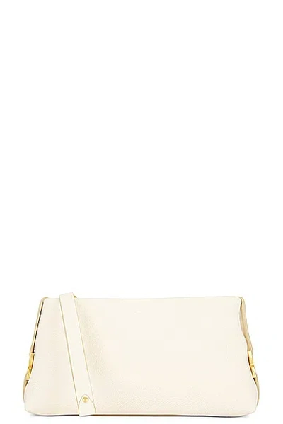 Chloé Marcie White Leather Clutch In Misty Ivory