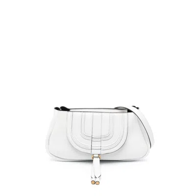 Chloé Leather Shopping Bag With Adjustable Shoulder Strap In White