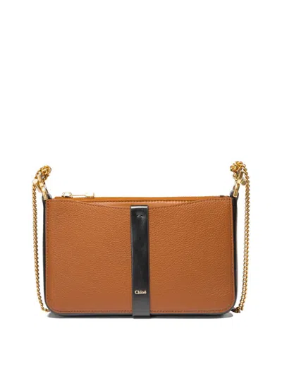 Chloé Chain Strap Two-tone Crossbody Bag In Brown