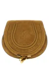 Chloé Marcie Flap Saddle Crossbody Bag In Suede In Brown